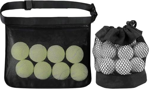 2 Stück Tennistasche 35*27.5*0.1cm Tennisbälle Netztasche Balltasche Tennisball Hüfttasche Golf Hüfttasche Verstellbare Netztasche für Tennisbälle Einfachen Transport für Golf Tennisbälle