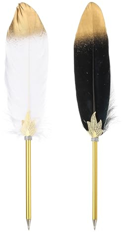 PATIKIL Pluma de Bolígrafo de Pluma a Granel Refinada Vintage Blanco/Negro | para Pluma de Caligrafía de Pluma de Invitado Boda Oficina Escritura, Pluma de Pluma