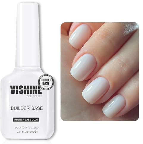 Vishine Rubber Base Smalto 5 in 1 Bianco Latte Semipermanente UV LED Gel Rafforzamento e Riparazione #061