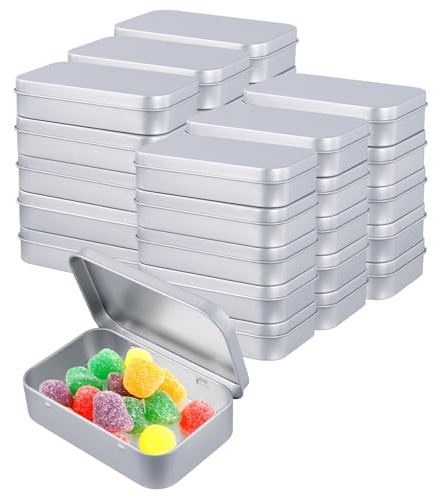 PUCSIQ 30 Pezzi Scatole di Metallo, Scatola Latta Rettangolare 9 x 6 x 2 cm, Piccole Scatola Latta per Monete, Molletta, Chiavi, Carte, Gioco, Caramelle