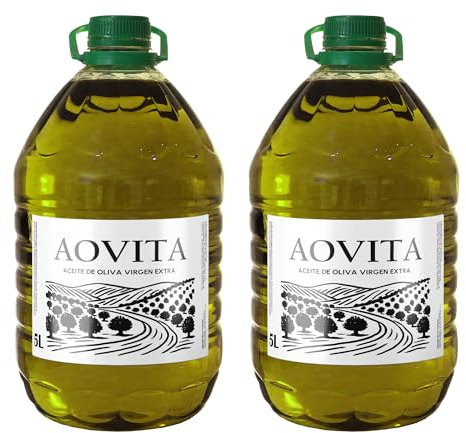 Pack 2 Garrafas Aceite de Oliva Virgen Extra AOVITA 5L – 10 Litros Calidad Virgen Extra Certificada, Variedades Picual y Hojiblanca, Extracción en Frío