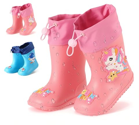 SilverChry Stivali da Pioggia per Bambini, Suola Antiscivolo, Scarpe Antipioggia, Leggeri Stivali Pioggia per Ragazzi e Ragazze, Adatta ai Bambini che Imparano a Camminare