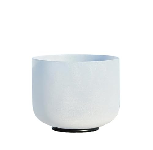Klangskål i klangkristall, sjungande skål i frostad kvarts vit, 20 cm, 440/432HZ för ljudläkning, meditation, yoga, med gratis klubba (432 Hz Note G)