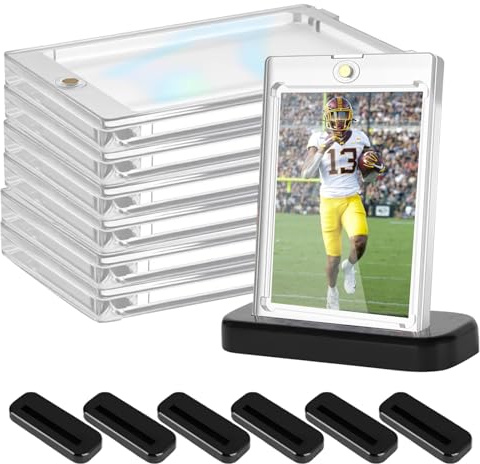 xolear 6 stycken topploader magnetisk korthållare | 35PT magnetisk korthållare, samlarkortsfodral 6 samlarkortsstativ, fickor för Att Samla Samlarkort,Sportkort och Vanliga Kort