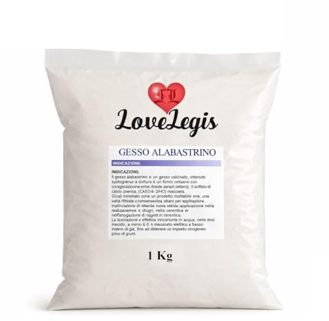 Gesso Alabastrino Scagliola Colabile 1 kg per Stampi in Silicone, Colata Decorativa, Calchi, Oggetti Artistici, Modellismo, Fai da Te, Hobbistica, Decorazioni Casa, Restauro, Stampaggio Rapido