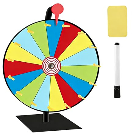 Roue De La Fortune Personnalisable: 30 Cm Roue De La Fortune Rotative Sur Table à 15 Emplacements Avec Support, Coloré Roues De La Chance Avec Caoutchouc Et Marqueur Pour Les Fêtes, Carnaval, Foires