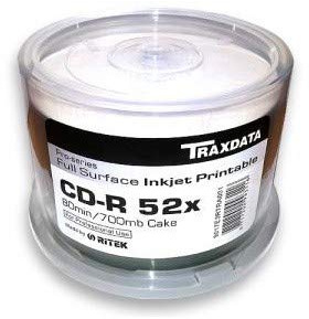 CD-R 80 Min/700 MB TRAXDATA 52x Pro-Series Printable Cakebox 100 Stück