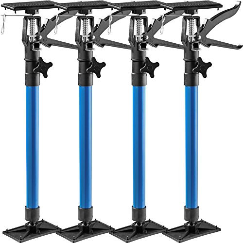 tectake® Türspanner, Stützen höhenverstellbar stufenlos 51-115 cm, Auflageplatten mit Kugelgelenk bis 45°, Zargenspanner je 30 kg Belastbarkeit, Türzargenspanner, Teleskopstange - blau, 4er Set