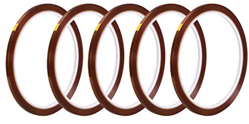 uxcell Heat Resistant Tape - High Temperature Heat Transfer Tape Polyimide Film Adhesive Tape 3mm x 33m(108ft) 5Pcs