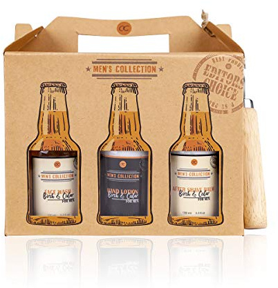 Accentra Sixpack Geschenk- set für Männer mit Flaschenöffner im Bierträger - 7 teilig Pflegeset Bier für Herren mit Duschgel, After Shave, Bodylotion, Shampoo uvm