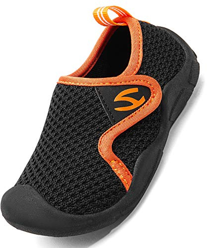 Pantofole da Casa Bambini Scarpe Interne a Maglia Ragazzi Ragazze Bimbo Scarpe Primi Passi Morbida Comode Scarpe da Sportivi,Nero,21 EU.