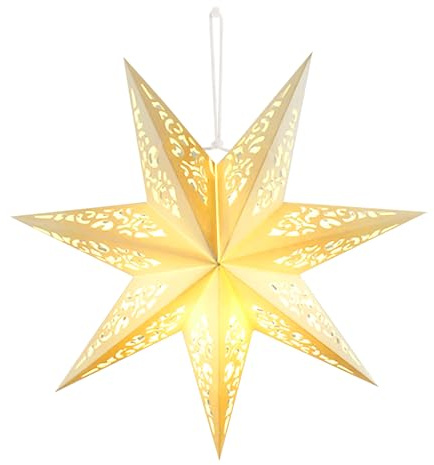 IMIKEYA Christmas Star Paper Lantern: 45cm Star Lamp Shade Paper Lantern Lamp Decorations Hollow out Hanging Lamp Shade for Christmas Wedding New Year Party Decorations (White)