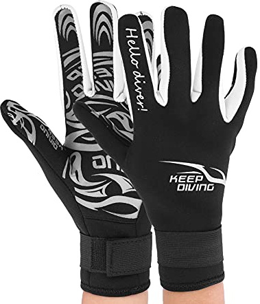 2MM Neoprene Diving Gloves Keep Warm Anti-Slip Scuba Gloves Wetsuit Gloves for Adult Swimming Scuba Snorkeling(L-black)