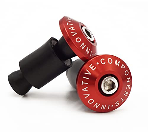 Hotiko Manopole Blocco Moto, 22mm Universale Moto Street Bike maniglie di manubrio End Bar Plugs-Rosso