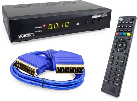 GALLUNOPTIMAL Combo-Receiver DVB-C & DVB-T2 H265 mit SCART-Kabel & Aufnahmefunktion geeignet für den Empfang von allen FTA DVB-C & DVB-T2 Sendern