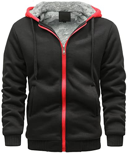 Sweats à Capuche Homme Polaires Doublé, Veste à Capuche Épaisse, Pull Homme Hiver à Capuche avec Fermeture éclair