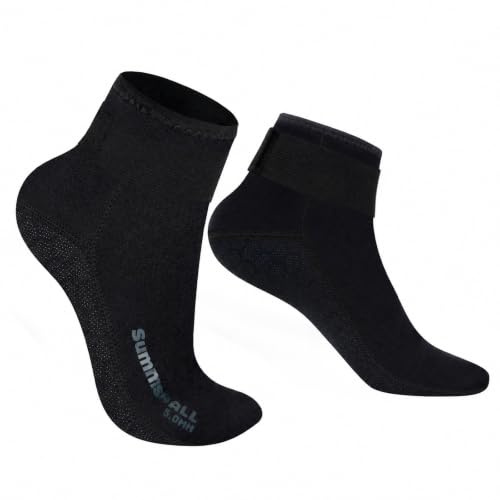 Summshall Neopren strumpor 3 mm våtdräktsstrumpor halkskydd håll varma dykstrumpor badstrumpor vattensport simning surfing, Låg skärning-svart-5 mm, 3XL/US 14-15/EUR46-47