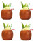 Set de 4 Tiki Mug Coco Verre à Cocktails TIKIS Lot de Tasses en Céramique Goblet Inspiration Imitation Noix de coco Coconut Boissons Exotiques et Tropicales hawaïenne cocktail