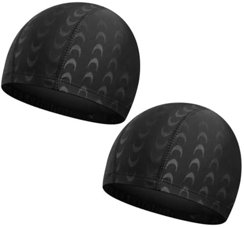 QEDBOJE 2 Piezas Unisex Gorro de Natación Elásticos Suave y Cómodo Gorro de Baño Piscina Mujer y Hombre para Pelo Largo y Corto Talla Unica (Negro)