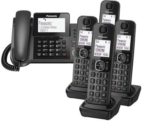 Panasonic KX-TGF325 Corded and Four Cordless Handsets Home office Telephone Kit with Answerphone and Nuisance Call Blocker