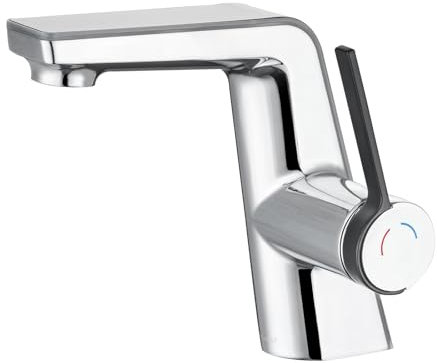 LakeBayMZC Robinet de salle de bain avec affichage de la température LED-Robinet de lavabo en laiton,Mitigeur monocommande pour salle de bain,Avec bec Hauteur : 130 mm,Chromé
