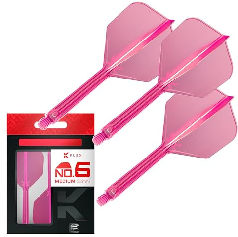 Target Darts K Flex Integrated Dart Flights and Shafts, Nr. 6 Rosa (Medium) | 3er Pack K-Flex - No6, Kflex All In One Moulded Dart Flight & Stem | Professionelles Dart Zubehör
