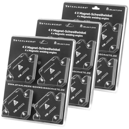STAHLWERK 12er Set Magnet-Schweißwinkel 11,3 kg | 25 lbs praktischer Schweißmagnet | Magnetwinkel | Schweißpositionierer mit starker Haftkraft