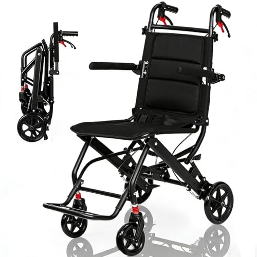 Ultra-Lightweight Wheelchair for Adults & Seniors |Only 16lbs| Compact Foldable Travel Wheel Chair with Extendable Footrest & Handle | Premium Aluminum Alloy | Portable Transport Wheelchair