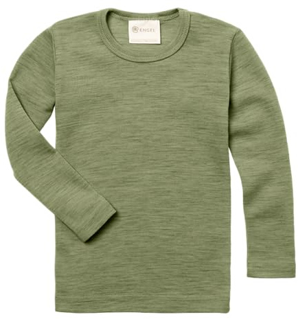 Engel | Canottiera a maniche lunghe per bambini | Per ragazze e ragazzi | 100% lana (bio), Verde salvia, 140