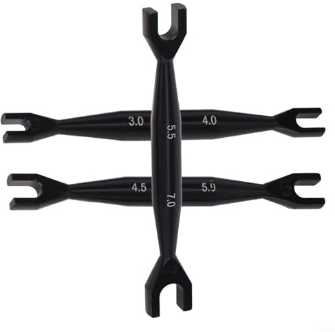 Yuanpgky Set di chiavi a doppia estremità aperta da 3-4 mm, 4,5-5 mm, 5,5-7 mm, in alluminio, per auto cingolate RC, compatibile con Tamiya per modelli Axial SCX10 in scala 1/8 1/10 (nero)