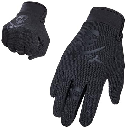 Keebik Kids Dirt Bike Gloves, Kids & Youth Power Sports Riding Gloves for Motorcycle, BMX, Mountain Bike, ATV, Full Finger Children Skull Gloves for Cycling Camping Fishing (KV1, Large [8-10 Yrs])