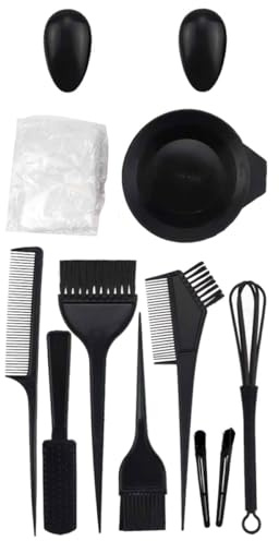 AMUSLESUR Kit para Teñir el Cabello 12 Piezas, Cuencos para Mezcla, Brochas para Tinte y Protectores de Orejas, Herramientas Profesionales para Coloración en Casa y Salón, Suministros