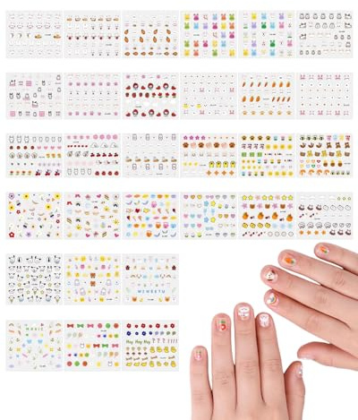 TBCDS Adesivi Unghie Bambini 30 Fogli Fosforescenti, Stickers Unghie Luminosi Autoadesivi, Facili Decorazioni Nail Art per Feste e Giochi