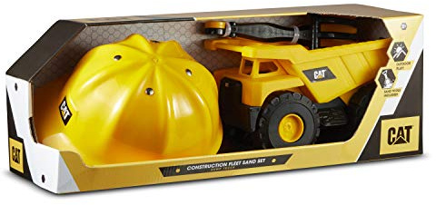 CatToysOfficial |SET de construcción para arena|Camión Volquete, casco, Rastrillo|Regalo, Juguetes Niños 3 Años o Más