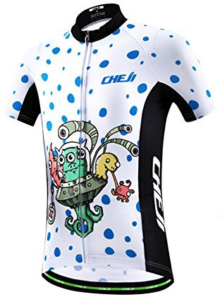 YFPICO Kinder Radsport Bekleidung Radtrikot Kurzarm Radsport Anzüge Jungen/Mädchen, Weiß, 122/128