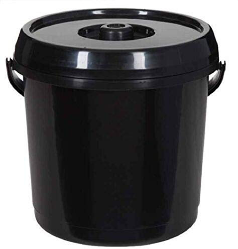 St@llion Kunststoffeimer mit Verschlussdeckel und Tragegriff, Baby-Windeleimer, Müllbehälter, Kübel, ideal für Lebensmittelaufbewahrung, Haushalt, Farbe, Camping, Schwarz, 14 l