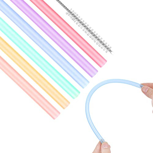 6 Stück Silikon Strohhalme 6 mm Wiederverwendbare Transparente Trinkhalme BPA frei mit Strohhalm Reinigungsbürste