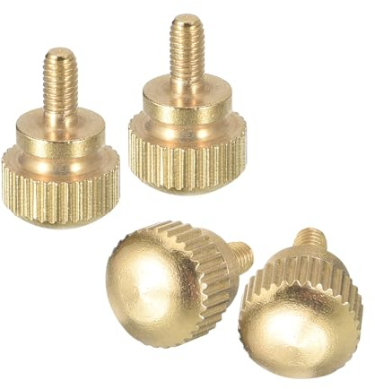 QUARKZMAN M3x6mm Tornillos de Pulgar Estriados 4 Piezas de Tornillos de Pulgar Estriados de Latón con Perillas de Agarre con Hombro Tono de Latón