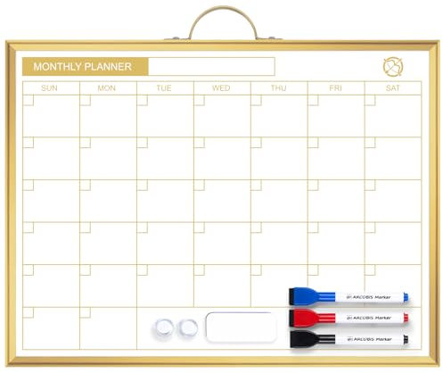 Monatskalender Magnetischer Whiteboard - 40 x 30cm Aufhängen Doppelseitiges Abwischbar Wandplaner für Organisation, To-Do-Liste, Büro, Schule, Küche, Zuhause