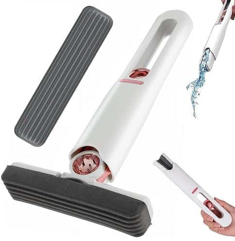 Mini Mop, Mini Mop Desktop Reinigungs, Wird mit Zwei Moppschwammköpfen Geliefert, Kleiner Schwamm-Mopp,Wischmopp mit Auswringfunktion, Für Küche,Tischplatte Abstauben Bürste Reinigungswerkzeuge