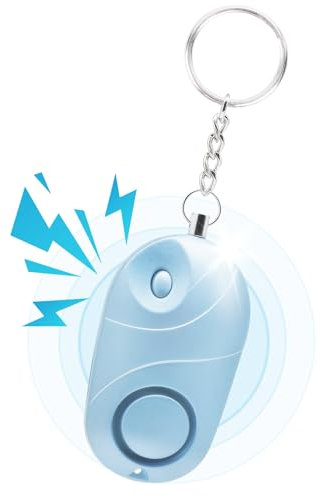 Alarme personnelle Qoosea Son sûr Safesound Alarme de sécurité personnelle Porte-clés Sirène 140 dB avec lumière LED, alarme de sécurité d'autodéfense d'urgence (bleu clair)