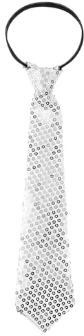 AOZUO Corbata de Lentejuelas de Fiesta, Corbata de Lentejuelas con Purpurina para Hombres y Mujeres, Corbata preatada para Disfraz de Fiesta, Despedida de Soltero, Carnaval de Discoteca (Plata)