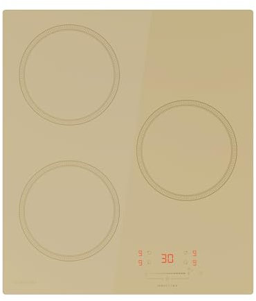 Klarstein Victoria - Piano Cottura A Induzione, 3 Zone, 6600W Con Booster, Cursore Touch, Timer & Blocco Per Bambini, Vetroceramica Beige, Design Compatto 45 cm