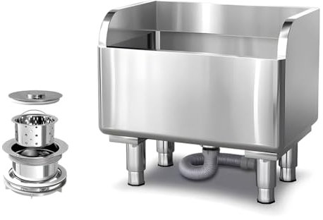 Évier utilitaire autoportant, éviers de service, évier de sol commercial en acier inoxydable, bassin de service de balai autoportant, évier utilitaire robuste avec drains, pour cuisine, rest