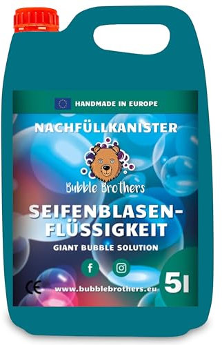 Bubble Brothers 5L Seifenblasenflüssigkeit für Riesenseifenblasen & Seifenblasen – Premium Nachfüllkanister für Kindergeburtstag & Outdoor Spaß XXL unplatzbare Seifenblasen