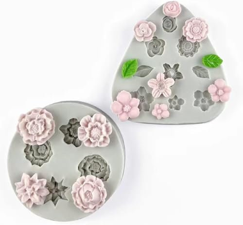 Flower Polymer Clay Molds, Polymer Clay Molds for Jewelry Making, Daisy Sunflower Rose Miniature Silicone Molds (13Flowers)