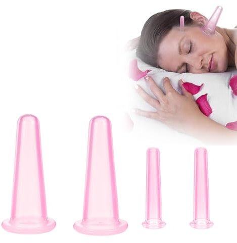 CATOR Set di coppette in silicone da 4 pezzi, coppettazione in silicone per vuoto, set di coppette con massaggiatore per corpo/viso