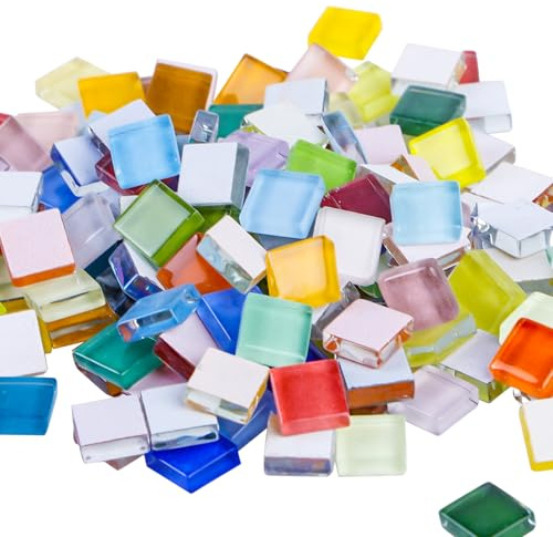 GBKDQQ Pietre per mosaico in vetro da 1 kg (1 x 1 cm) – Mini piastrelle colorate per fai da te, bricolage, bagno e cucina – Piastrelle a mosaico di alta qualità per fai da te, progetti d'arte e posa a