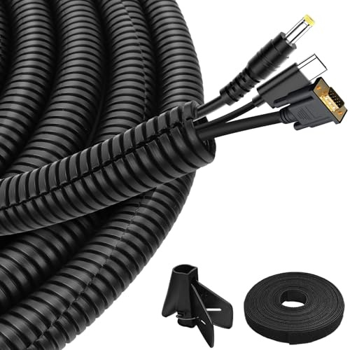 Tubo corrugato guaina per cavi flessibile copricavi elettrici canalina elettrica da esterno protezione per cavi (Nero, 19mm×3m)