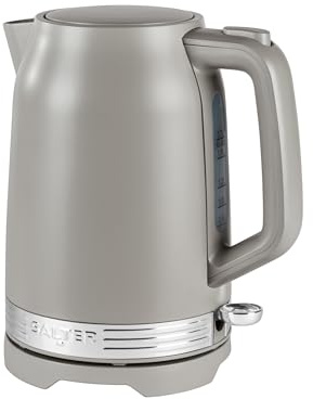Salter Rise Bollitore – 2200 W, 1,7 L, Sensore di Ebollizione a Secco, Spegnimento Automatico, Base Girevole a 360°, Filtro Anticalcare, Indicatore del Livello dell’Acqua, Coperchio con Pulsante